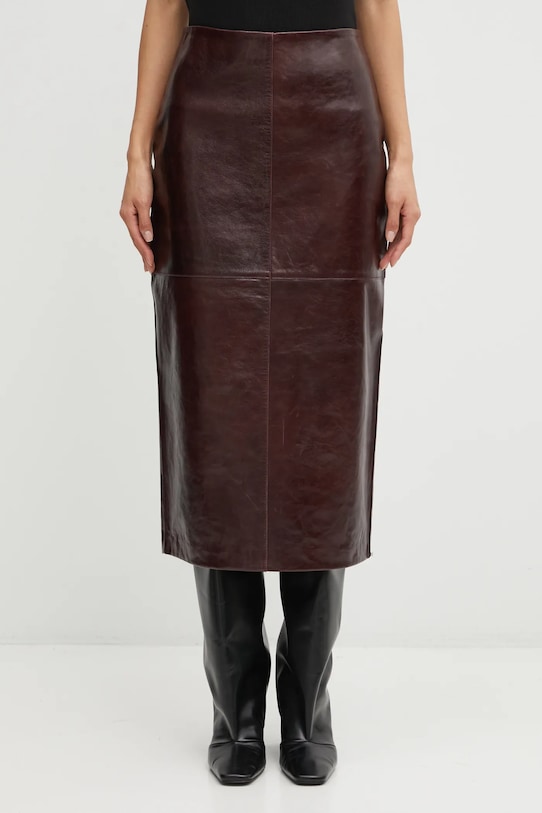 Kožená sukně Sportmax AFA pouzdrový burgundské 2522406022600