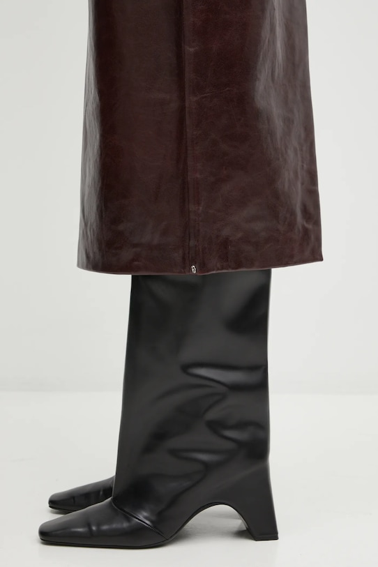 Kožená sukně Sportmax AFA 2522406022600 burgundské