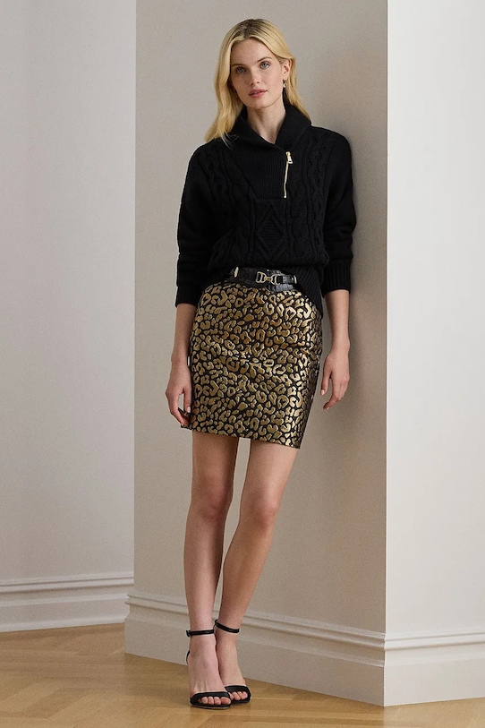 Φούστα από βαμβάκι Lauren Ralph Lauren μίνι μαύρο 200979907