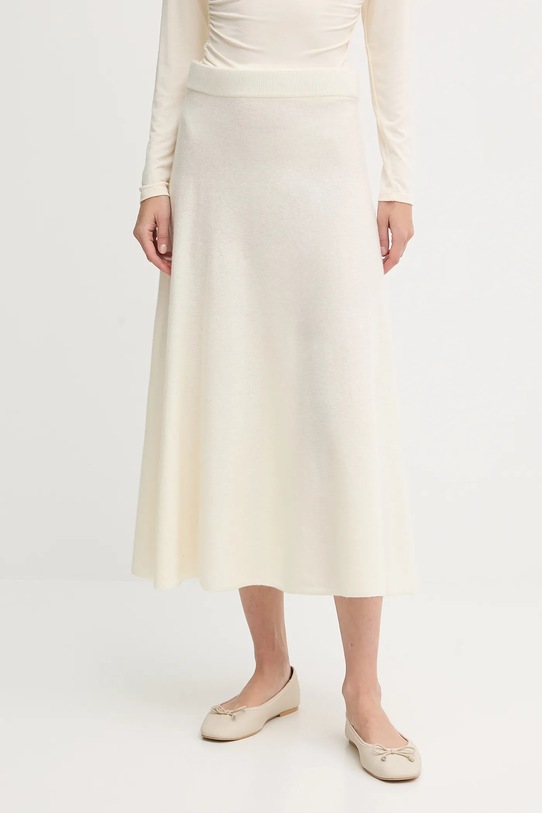 United Colors of Benetton spódnica z dodatkiem wełny casual beżowy 1444D002B