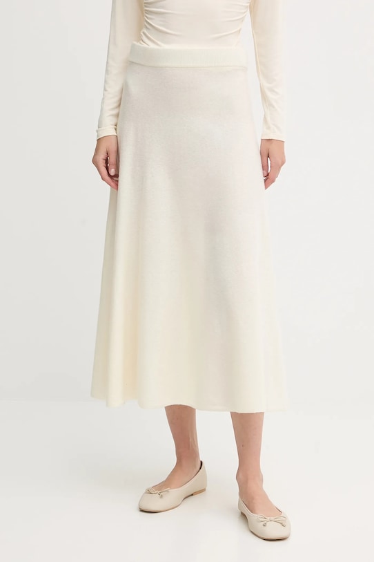 United Colors of Benetton spódnica z dodatkiem wełny casual beżowy 1444D002B