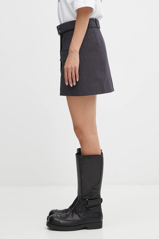GANNI spódnica Stretch Stripe Tailoring W0711 szary AW25