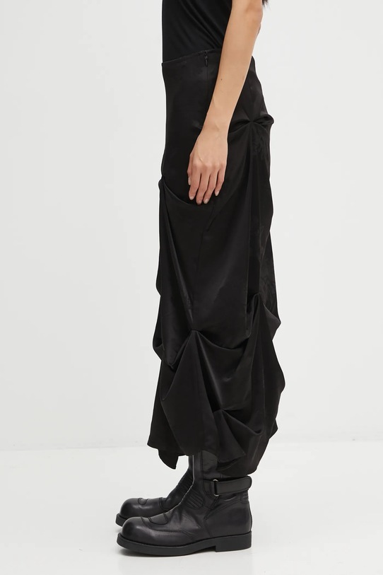 GANNI spódnica Fluid Satin Jacquard Tuck Detail Long W0997 czarny AW25