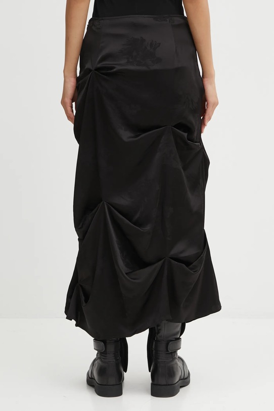 Odzież GANNI spódnica Fluid Satin Jacquard Tuck Detail Long W0997 czarny