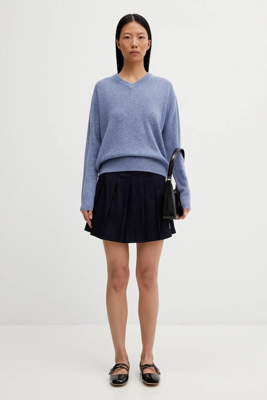 Sporty & Rich spódnica z dodatkiem wełny SRC Wool School SK02266302BL106 granatowy