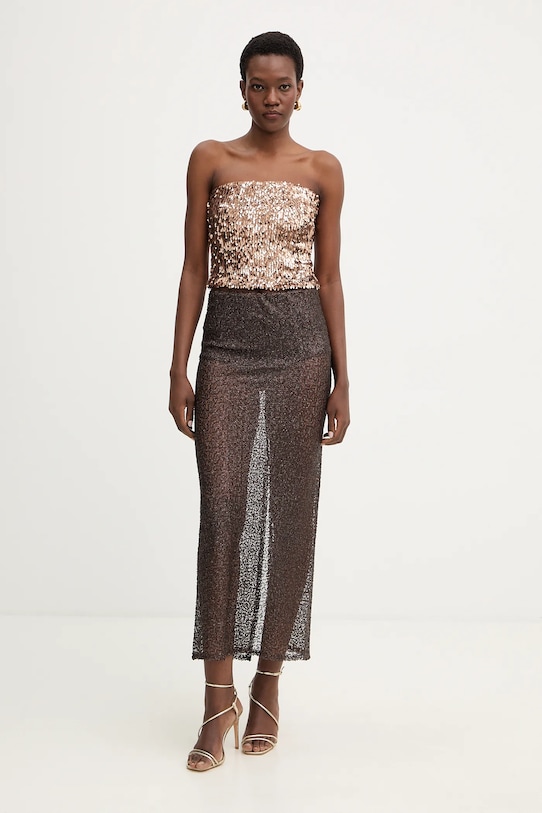 Haveone spódnica GGE.P123 brązowy AW25