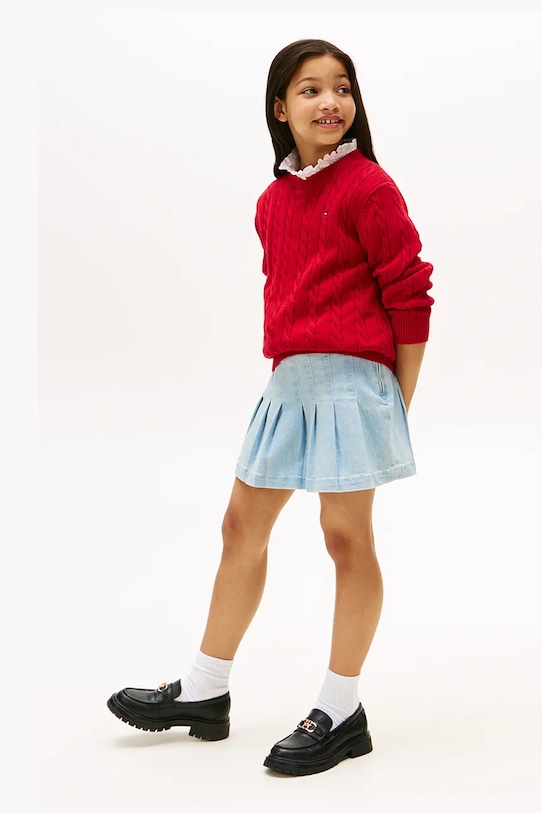 Tommy Hilfiger spódnica jeansowa dziecięca z elastanem niebieski KG0KG08743.9BYA