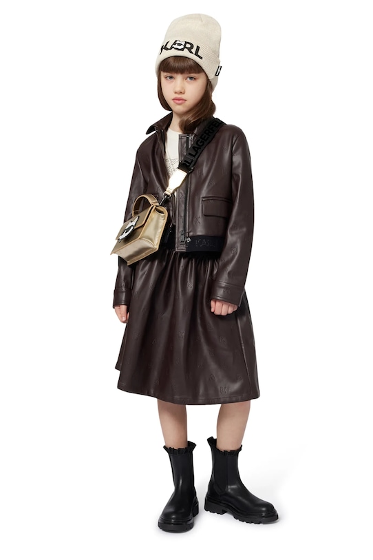 Karl Lagerfeld spódnica dziecięca rozkloszowany brązowy Z30593.114.150