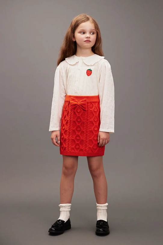 Mini Rodini fustă din bumbac pentru copii uni rosu 25730104