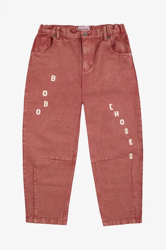 Bobo Choses jeansy dziecięce 225AC080 czerwony AW25