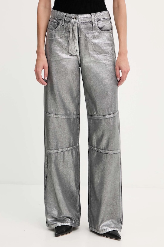 Bavlněné kalhoty Patrizia Pepe hladký stříbrná 8P0737.D114