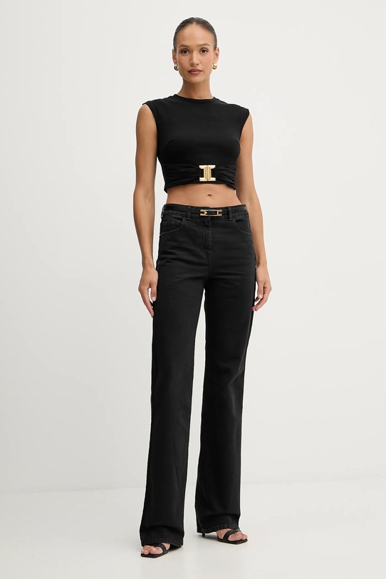 Τζιν παντελόνι Elisabetta Franchi PJ13I56E2 μαύρο AW25