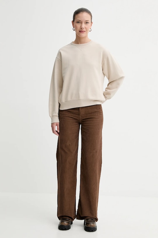 Manšestrové kalhoty Levi's RIBCAGE WL BRAIDED 001US hnědá AW25