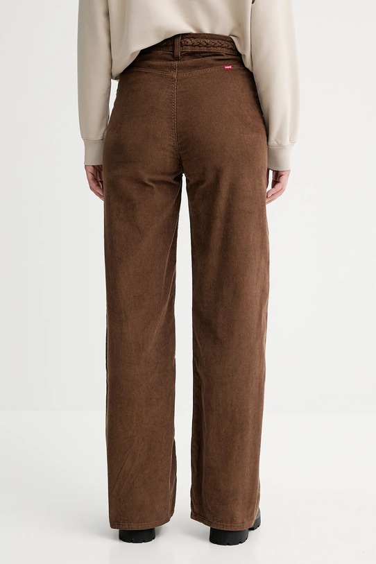 Odzież Levi's spodnie sztruksowe RIBCAGE WL BRAIDED 001US brązowy