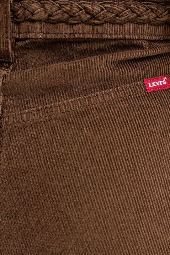 Manšestrové kalhoty Levi's RIBCAGE WL BRAIDED hnědá 001US