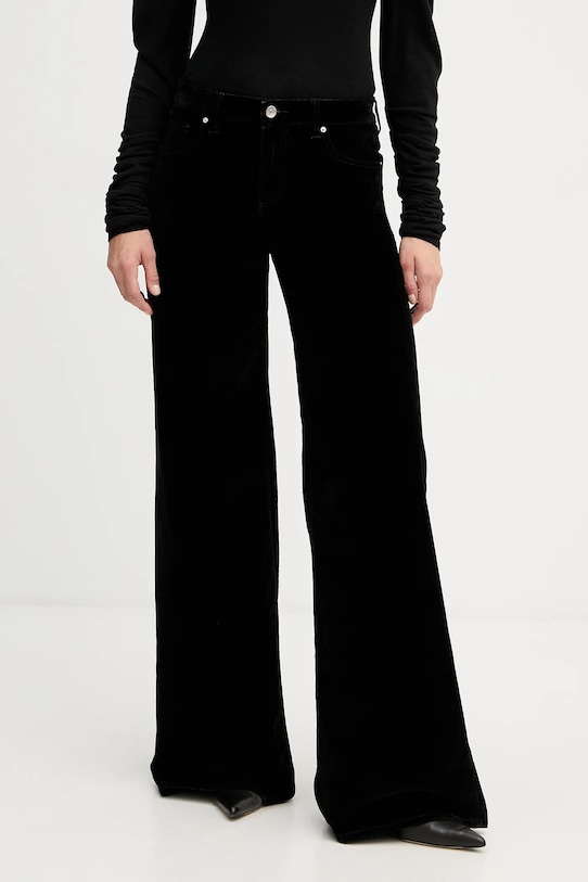 Armani Exchange spodnie welurowe tkanina czarny XW001184.AF16093