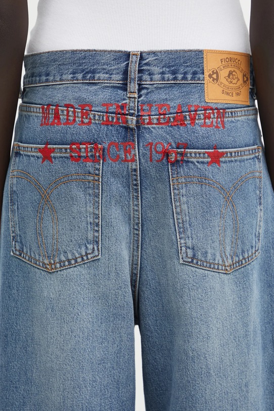 Džíny Fiorucci Made in Heaven Print Baggy námořnická modř W02FPDJE458DN03DN02