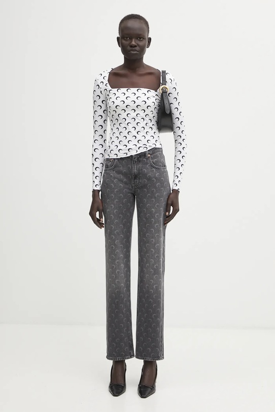 Marine Serre jeansy Moon Laser Grey Wash Denim Straight WPA128BCDEN0006 szary