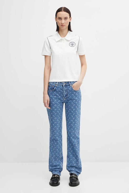 Marine Serre jeansy Moon Laser Denim Straight WPA128BCDEN0002 niebieski