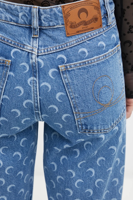 Marine Serre jeansy Moon Laser Denim Baggy WPA169ACDEN0002 niebieski