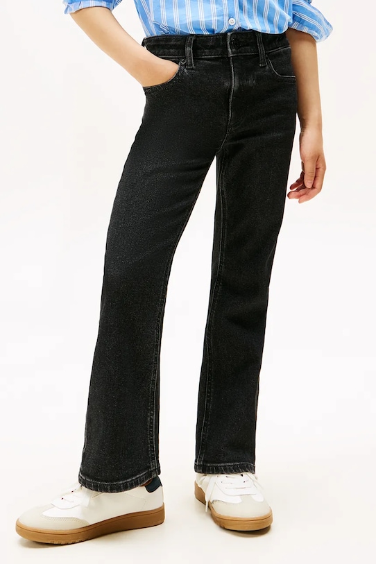 Dziewczynka Tommy Hilfiger jeansy dziecięce FLARE KG0KG08770.9BYA czarny