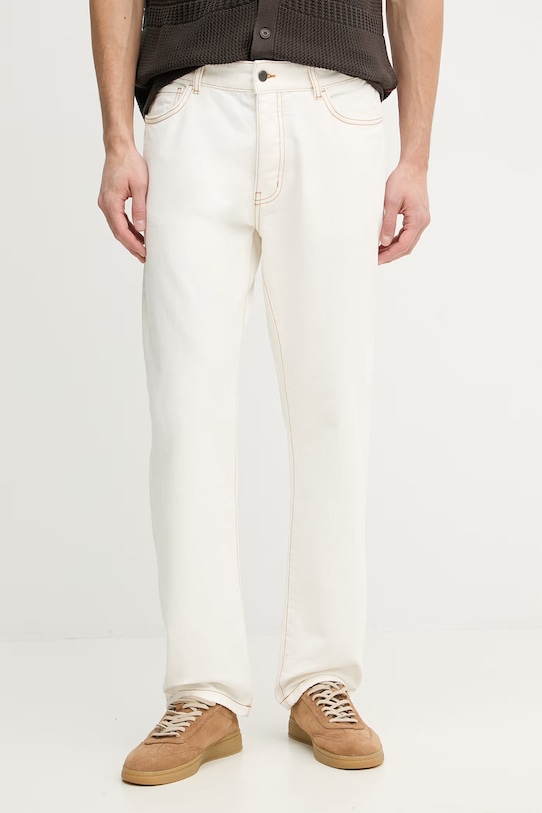 United Colors of Benetton spodnie straight męskie bawełniane beżowy 4U32UE01W