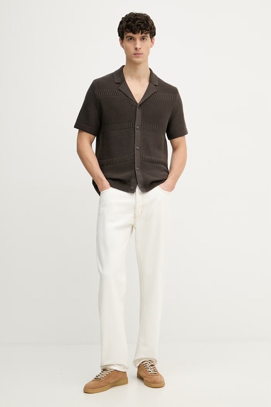 United Colors of Benetton spodnie straight męskie bawełniane 4U32UE01W beżowy SS26