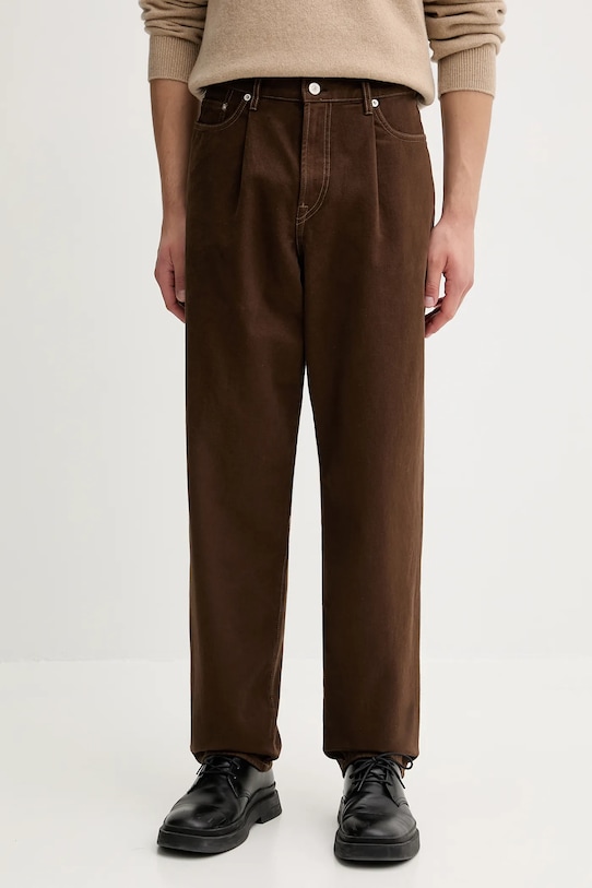 PS Paul Smith pantaloni de bumbac drept maro M2R.850Z.T22475