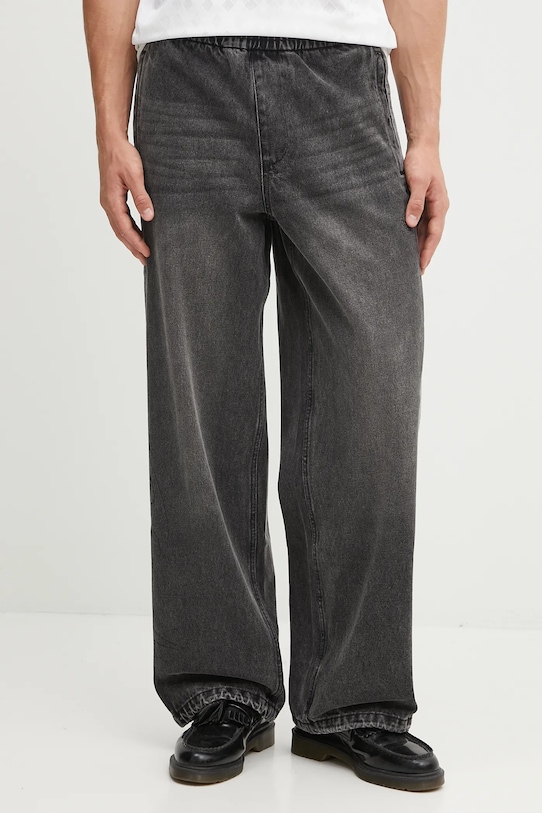 Хлопковые спортивные штаны adidas Originals Adilenium Denim гладкий чёрный KF8543