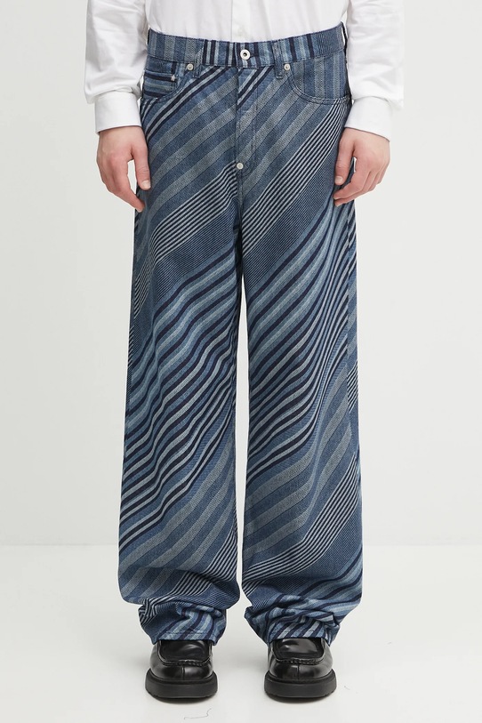 Kenzo jeansy Diagonal Stripe Turn Up Wide Fit niebieski FF65DP4216Z1