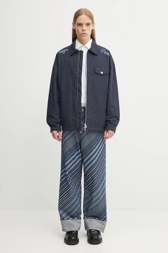 Kenzo jeansy Diagonal Stripe Turn Up Wide Fit FF65DP4216Z1 niebieski