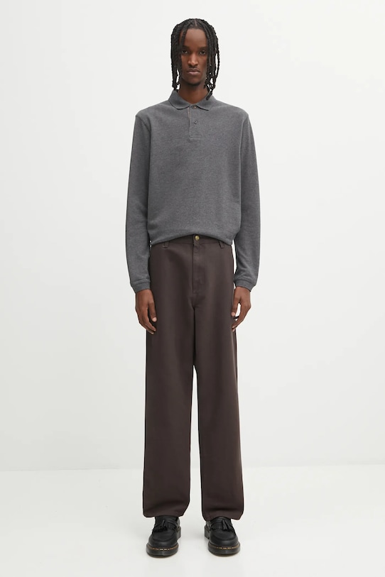 Βαμβακερό παντελόνι Carhartt WIP Single Knee Pant I031497.4702 καφέ