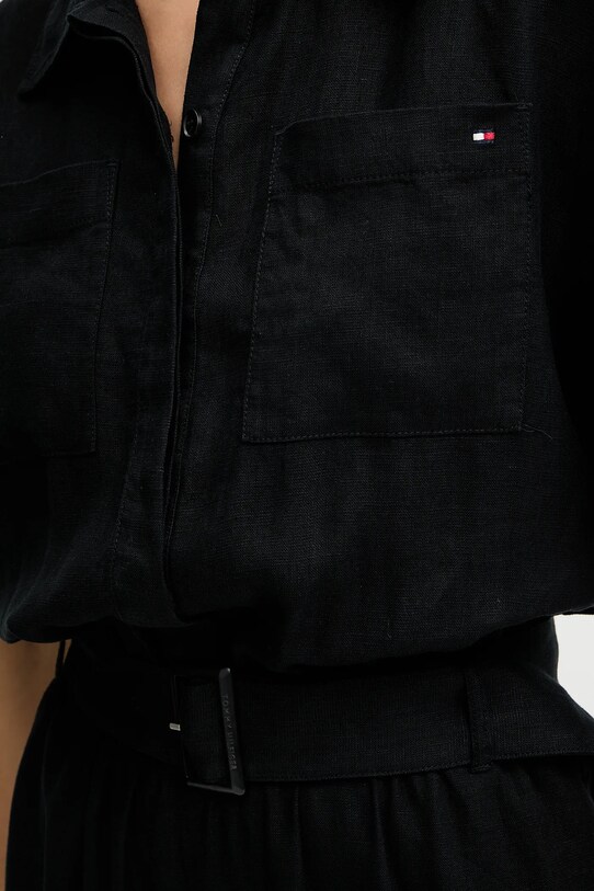 Лляний комбінезон Tommy Hilfiger WW0WW47168 чорний