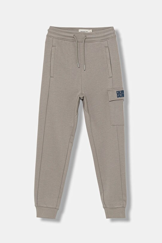 Calvin Klein Jeans spodnie dresowe bawełniane dziecięce TERRY bawełna szary IB0IB02522.9BYA