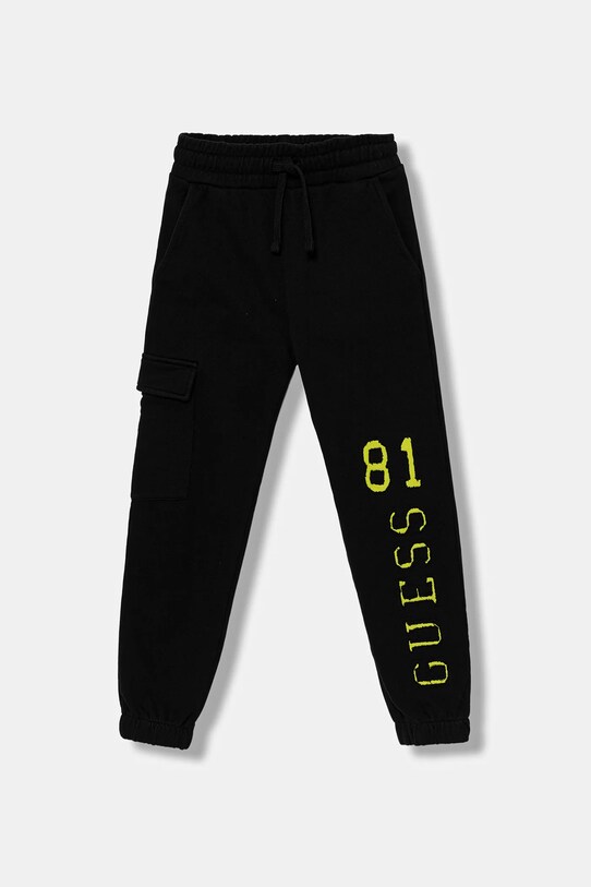 Dětské bavlněné tepláky Guess pletenina černá L5YQ13.KAD74.9BYA