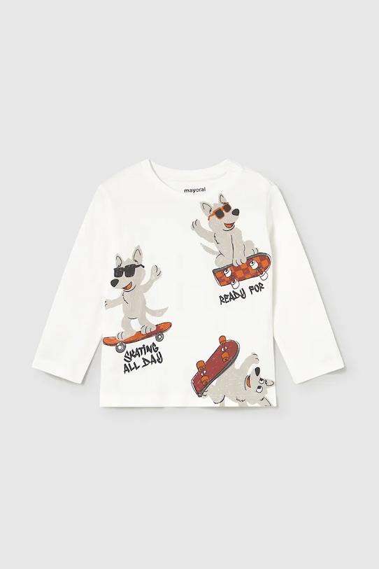 Mayoral longsleeve din bumbac pentru copii 2061.3B.Baby.9BYA bej AW25