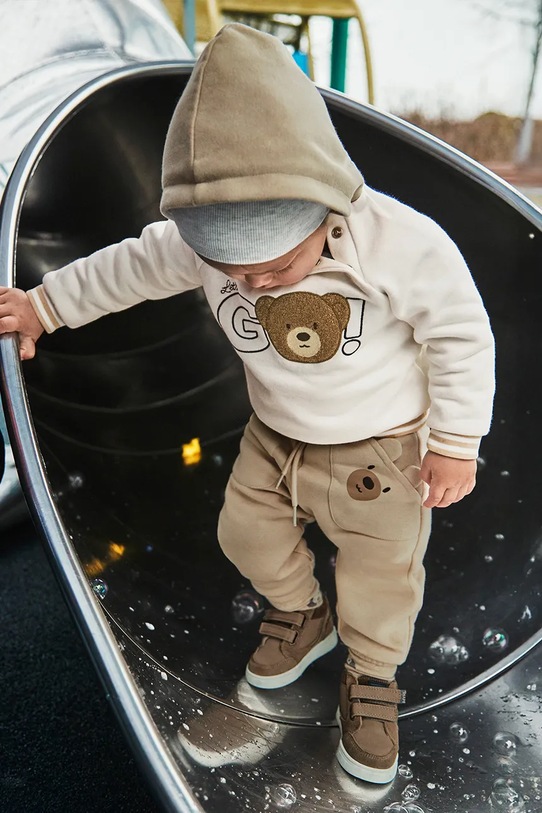 Mayoral pantaloni de trening pentru copii tricotaj bej 2504.3A.Baby.9BYA