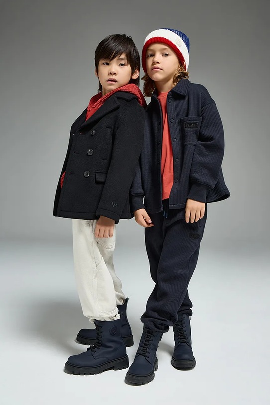 Dječji donji dio trenirke Emporio Armani pletivo mornarsko plava EB000464.AF16392