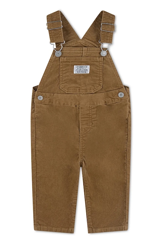 Dětské bavlněné lacláče Levi's CORDUROY OVERALL látka hnědá 6EJ335.B