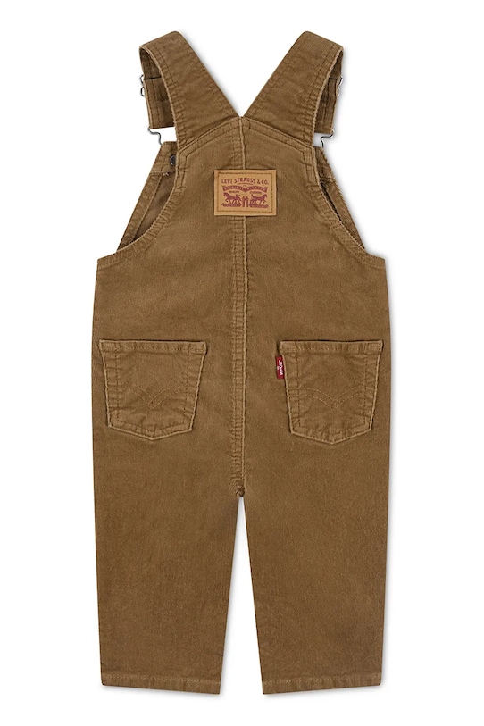Dětské bavlněné lacláče Levi's CORDUROY OVERALL 6EJ335.B hnědá AW25