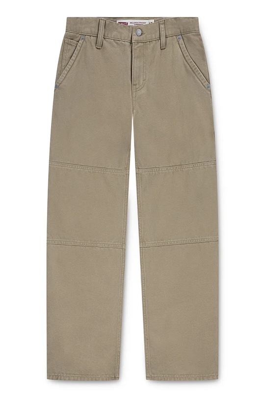 Levi's spodnie bawełniane dziecięce 555 RELAXED CARPENTER PANTS tkanina zielony 9EN807