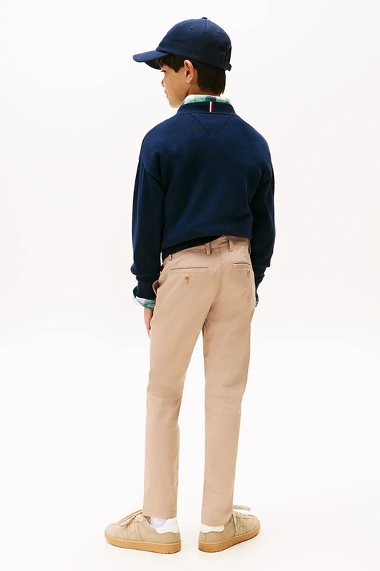 Tommy Hilfiger spodnie dziecięce z bawełną KB0KB09638.128.176.9BYA brązowy