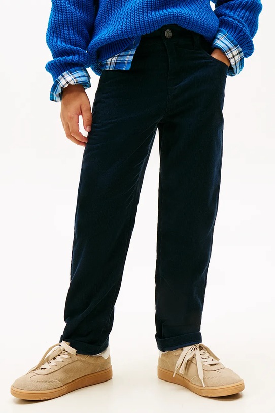 Băieți Tommy Hilfiger pantaloni de bumbac pentru copii KB0KB09978.9BYA bleumarin