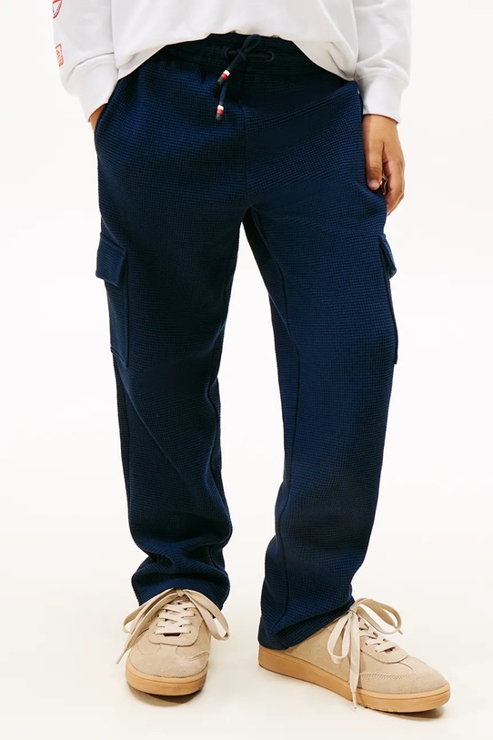Băieți Tommy Hilfiger pantaloni de trening din bumbac pentru copii KB0KB10121.9BYA bleumarin