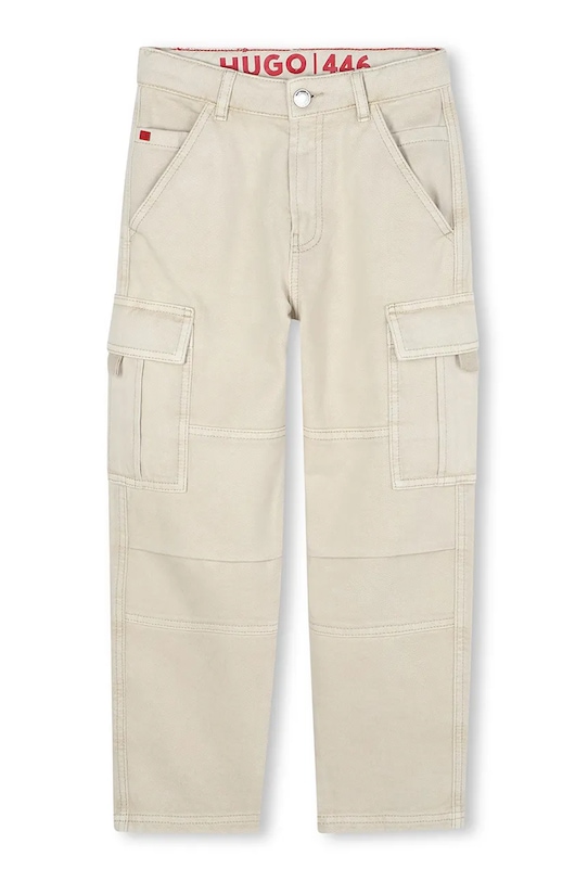 HUGO spodnie bawełniane dziecięce G00480.162.174 beżowy AW25