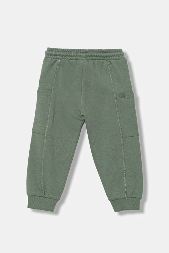 United Colors of Benetton pantaloni de trening din bumbac pentru copii 33NVGF052.P.seasonal verde AW25