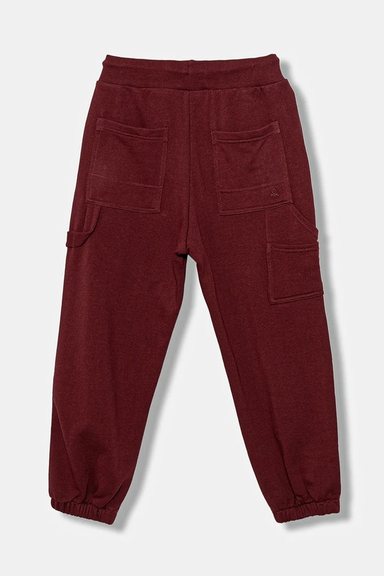 United Colors of Benetton pantaloni de trening din bumbac pentru copii 3J68CF06L.G.seasonal burgundia AW25