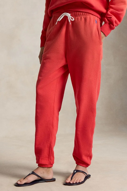 Polo Ralph Lauren spodnie dresowe damskie z bawełną pomarańczowy 211971694