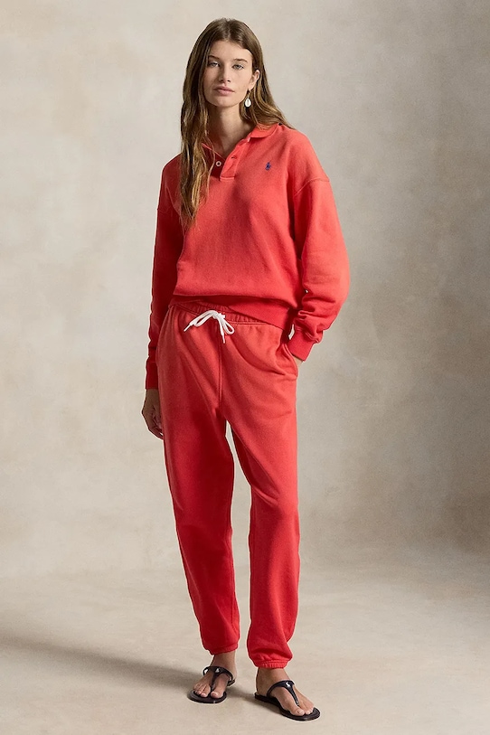 Odzież Polo Ralph Lauren spodnie dresowe damskie z bawełną 211971694 pomarańczowy