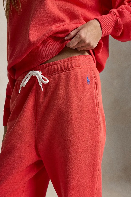 Polo Ralph Lauren spodnie dresowe damskie z bawełną pomarańczowy 211971694